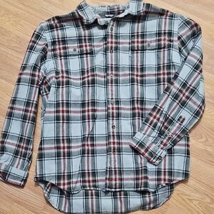 Carhartt Red and Gray Plaid Flannel Button Up Shirt